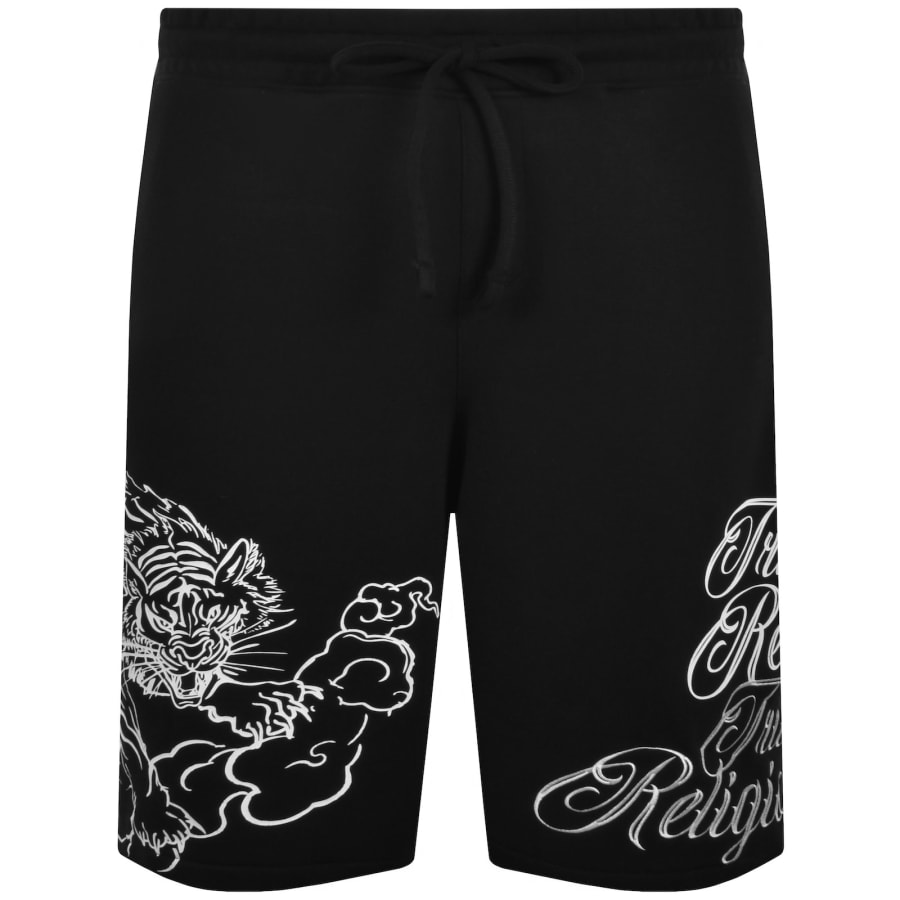 True Religion Tiger Script Fleece Shorts Black | Mainline Menswear us